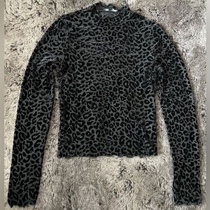 Iris Black Cheetah Sheer Long Sleeve Size S